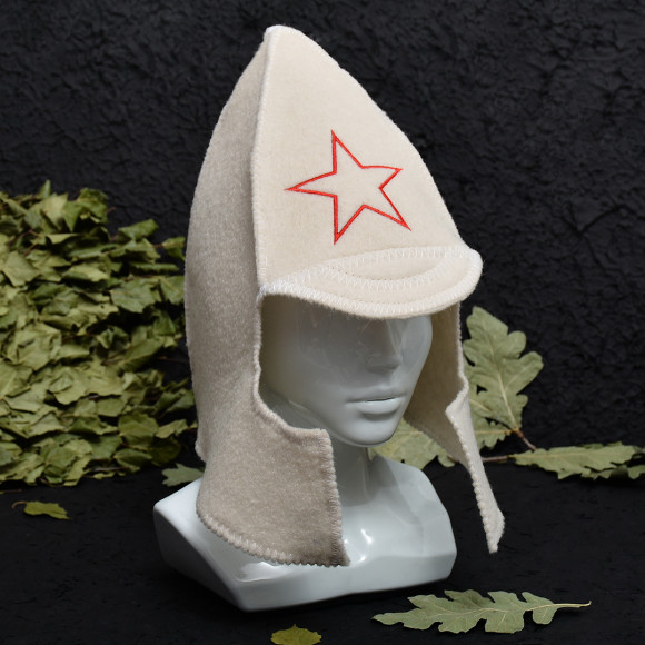 Шапка банная  "Будёновка" белая, евро