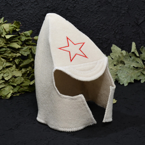 Шапка банная  "Будёновка" белая, евро