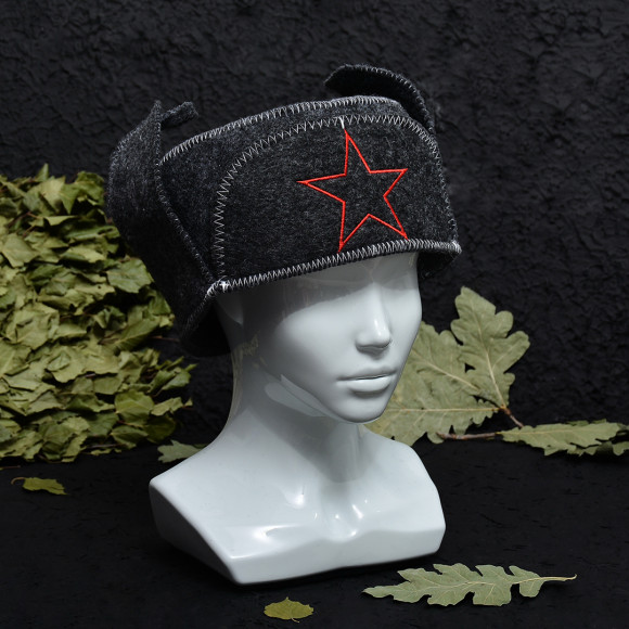 Шапка банная "Ушанка" серая, евро