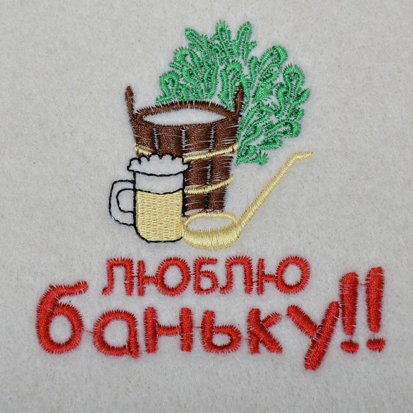 Варежка банная белая с вышивкой (в ассортименте),евро